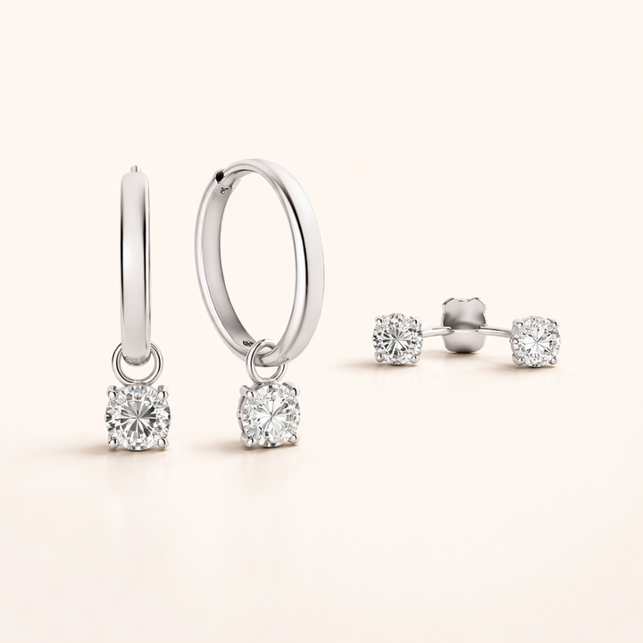 Elegant white gold earrings with moonstone