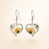 Vintage Boho Sunflower & Bee Heart Dangle Earrings