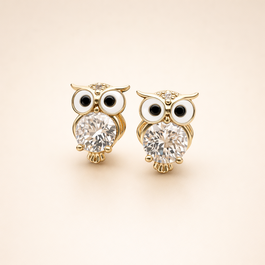 Vintage Crystal Owl Earrings