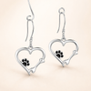 Silver Dangle Earrings with Heart & Paw Design