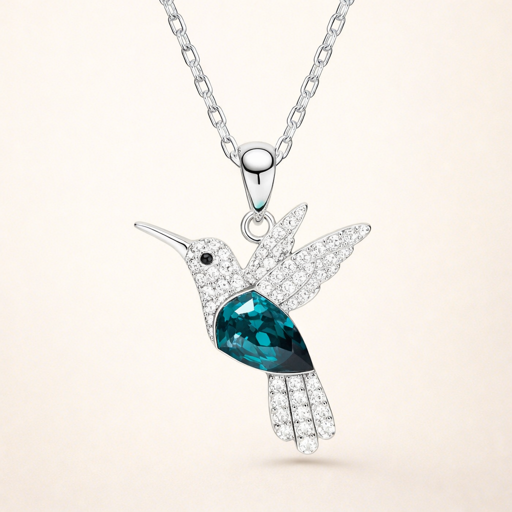 Hummingbird Sparkle Necklace with Zirconia