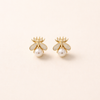 Honeybee Pearl Stud Earrings – Elegant Gold Jewellery for Women