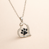 Heart-Shaped Dog Paw Print Necklace with Cubic Zirconia