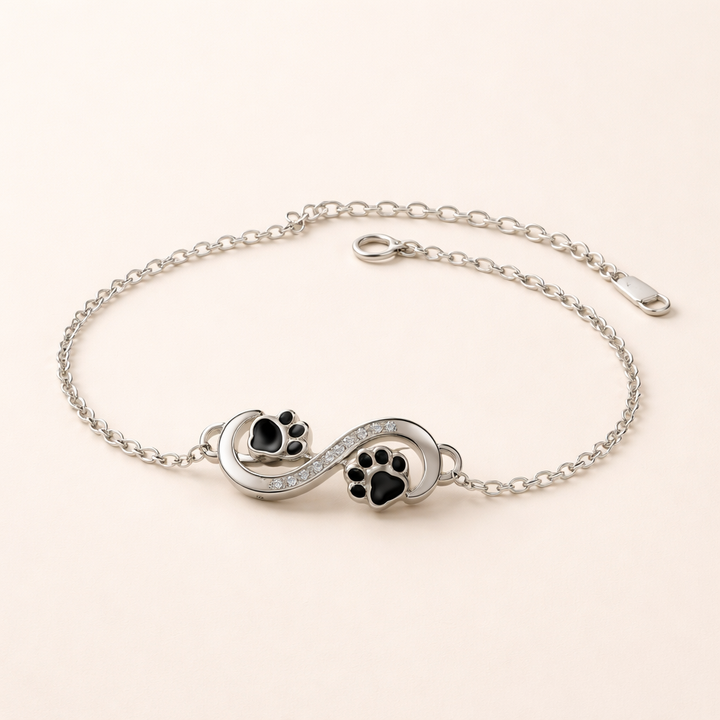 Infinity Symbol Pendant Pet Paw Bracelet with Zirconia
