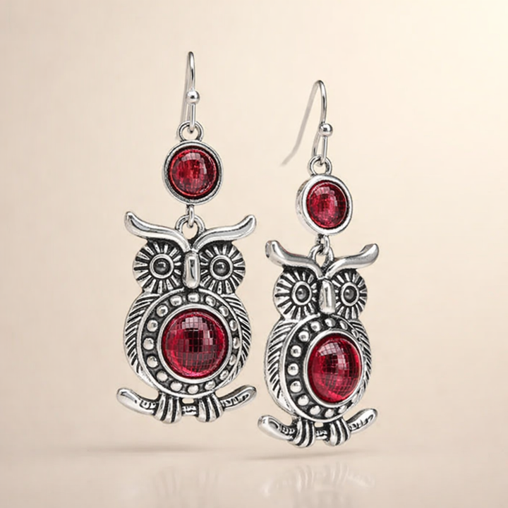 Vintage Red Owl Earrings