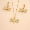 Gold Dragonfly Jewellery Necklace with Bonus Earrings