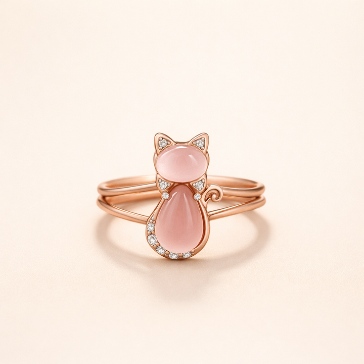 Cat Ring in Pink Gold