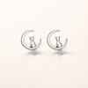 Moon & Cat Sterling Silver Cat Stud Earrings