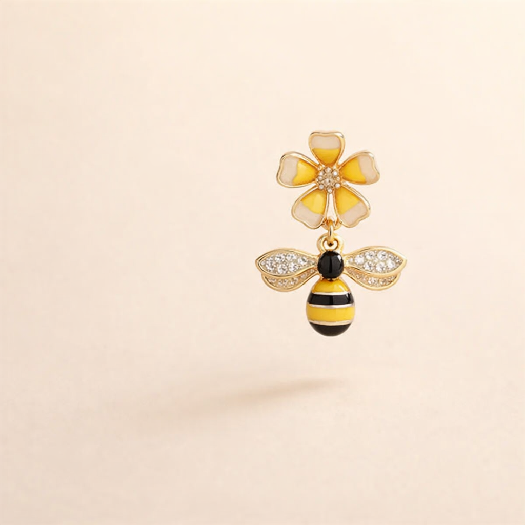 Bee & Sunflower Drop Earrings