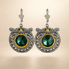 Vintage Green Cubic Zirconia Dragonfly Earrings