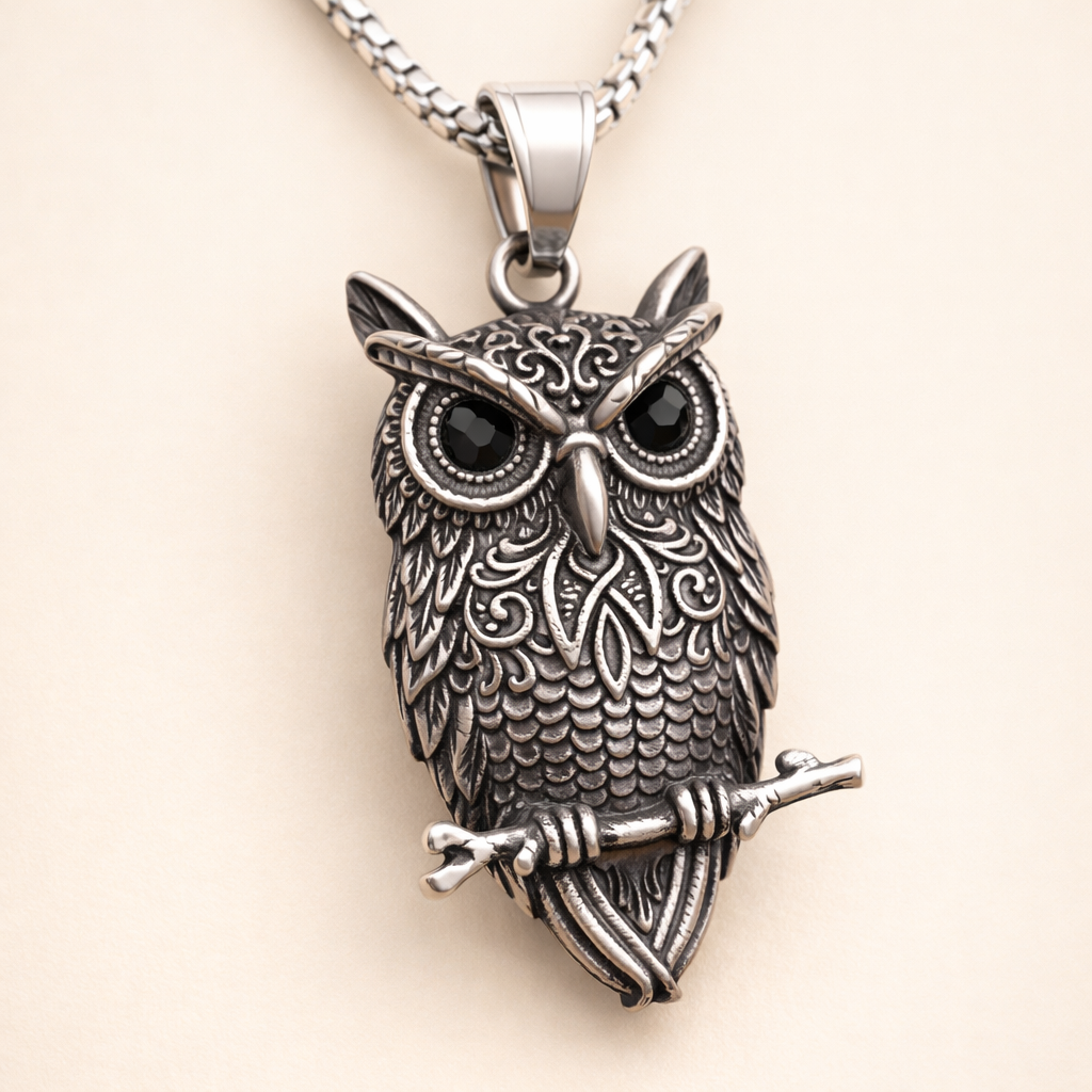 Vintage Owl Wisdom Pendant Necklace