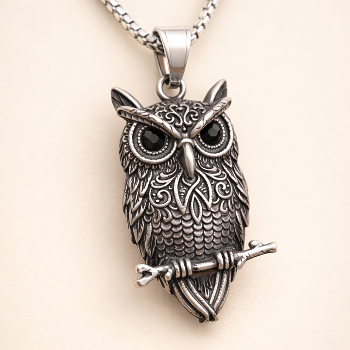 Vintage Owl Wisdom Pendant Necklace