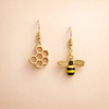 Honeycomb & Bee Earrings – Gold Jewellery for Women