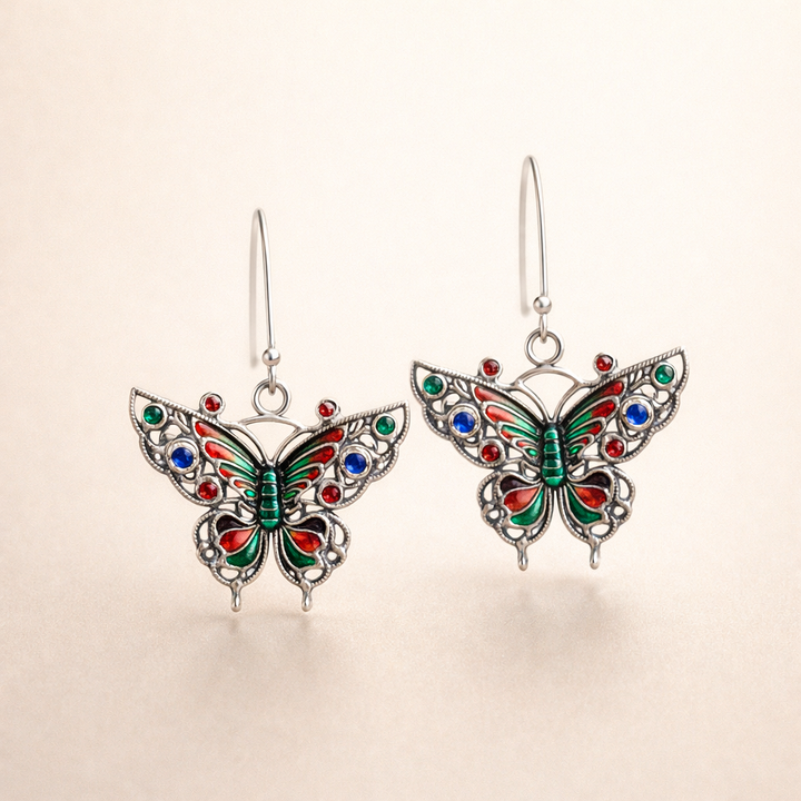 Vintage Colourful Butterfly Earrings