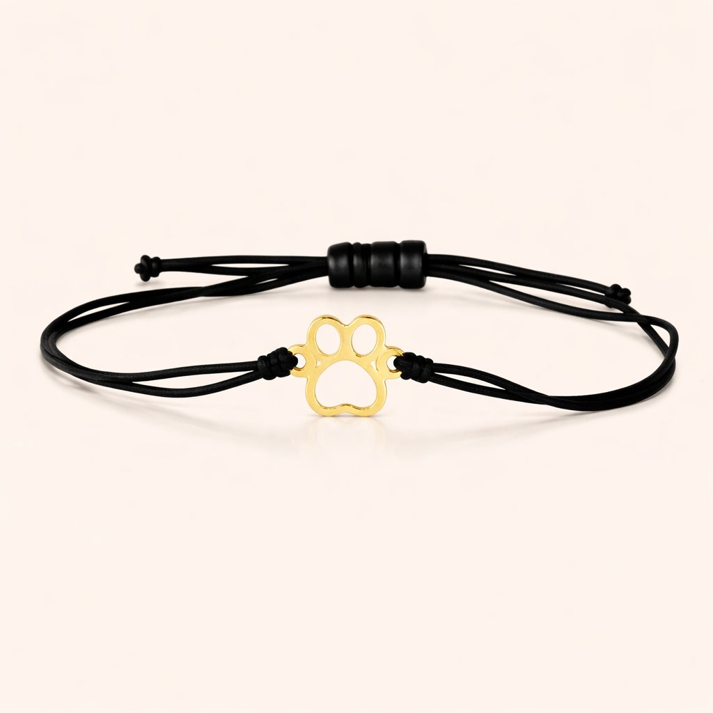 Paw Print Cord Bracelet – Adjustable Black and Red Design