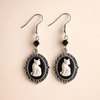 Vintage White Cat Earrings – Silver Frame Jewellery for Women