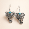 Vintage Elephant Dangle Earrings Silver Bohemian