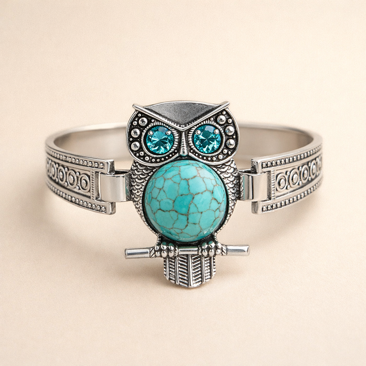 Vintage Owl Turquoise Charm Bracelet