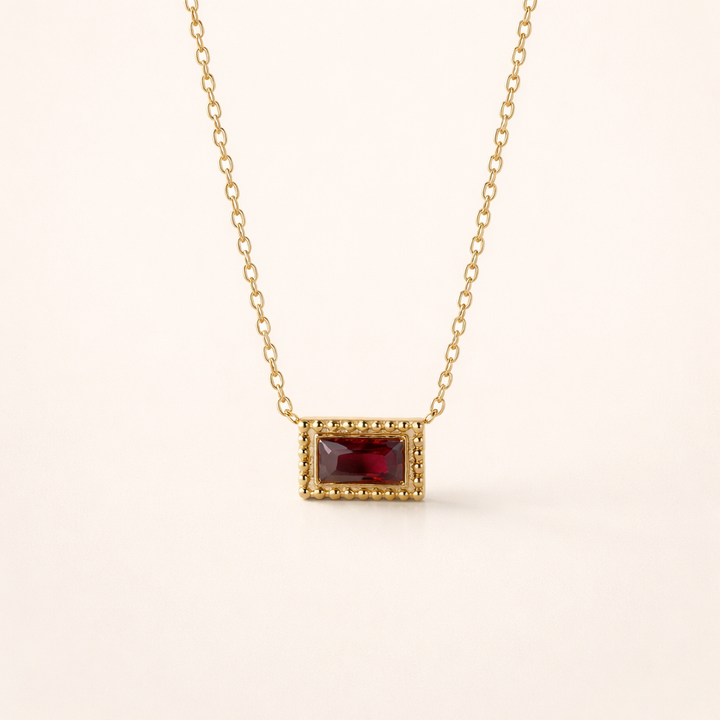 Baguette Birthstone Necklace
