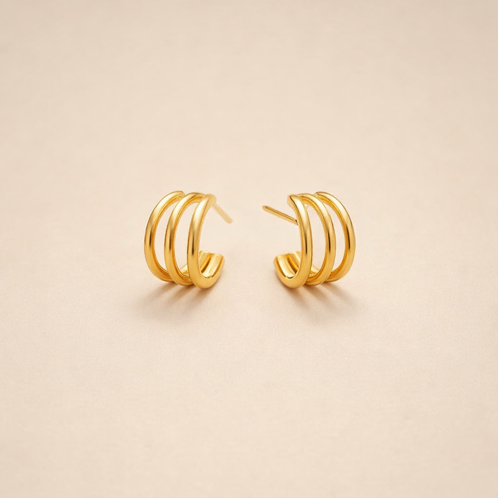 Anaya Triple Gold Hoop Earrings