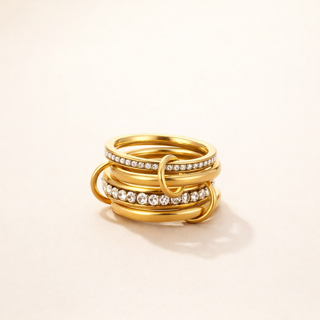 'Forever' Link Crystal & Gold Ring