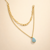 Blue Opal Drop Layered Necklace