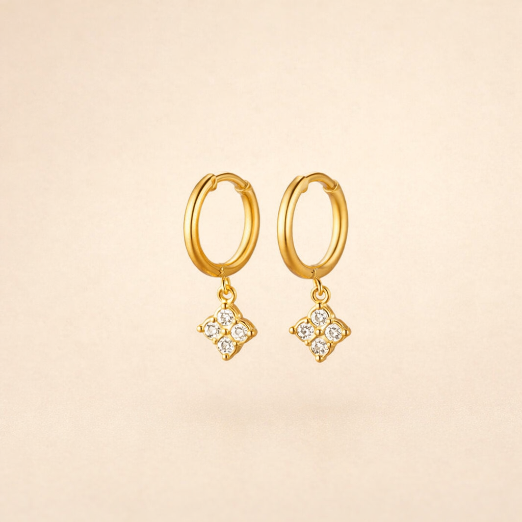Crystal Four-Leaf Clover Dangle Earrings