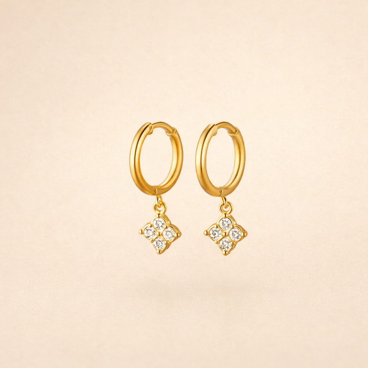 Crystal Four-Leaf Clover Dangle Earrings