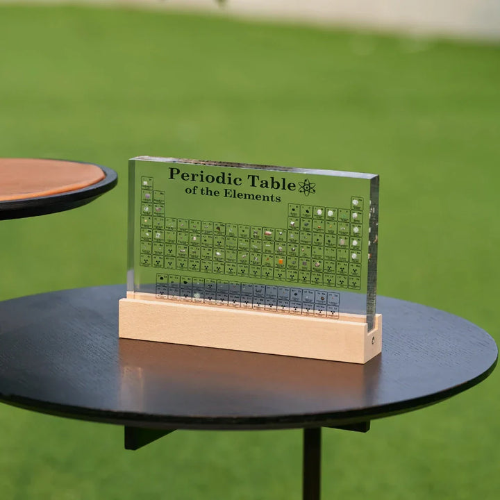 LED-Lit Periodic Table Model Featuring Real Elements