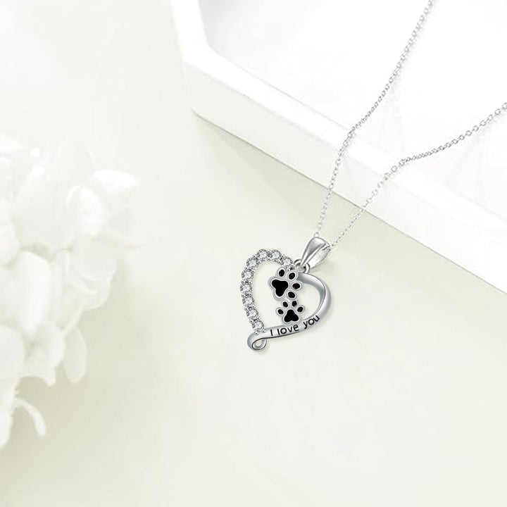 Heart-Shaped Pendant Paw Necklace