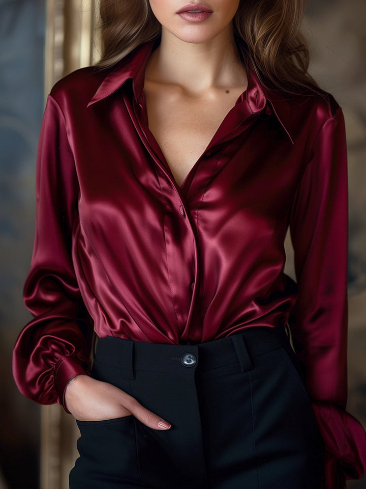 Women's Slim Fit Blouse – With Long Sleeves, Suitable for Work and Everyday Wear