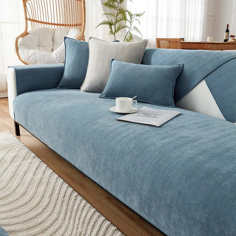 AestheticCover™ | Chenille Sofa Cover with Herringbone Pattern