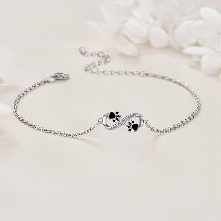 Infinity Symbol Pendant Pet Paw Bracelet with Zirconia