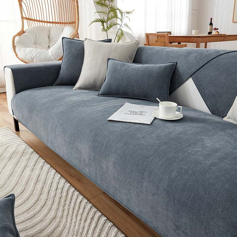 AestheticCover™ | Chenille Sofa Cover with Herringbone Pattern