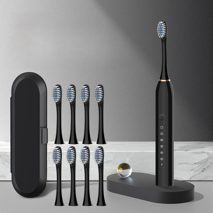 Zahnoa Sonic Toothbrush | Ultrasonic Cleaning | Quiet and Rechargeable | 8 Replacement Heads