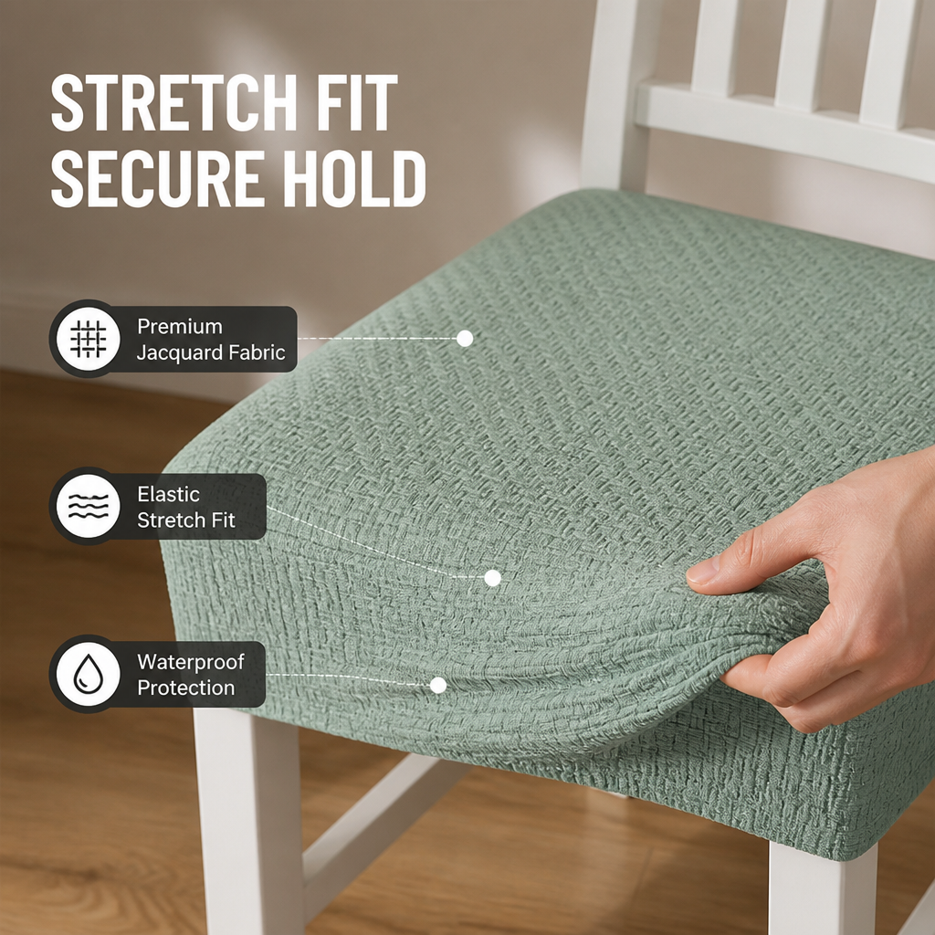 Waterproof Stretch Woven Chair Covers, Non-Slip Jacquard Polyester
