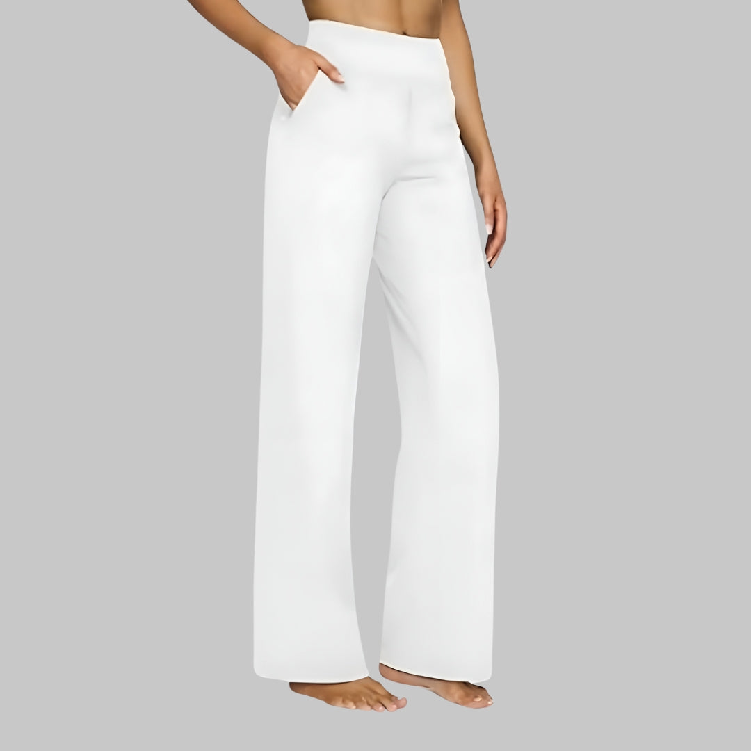 Women's High-Waisted Stretch Trousers – Comfortable Pull-On Trousers