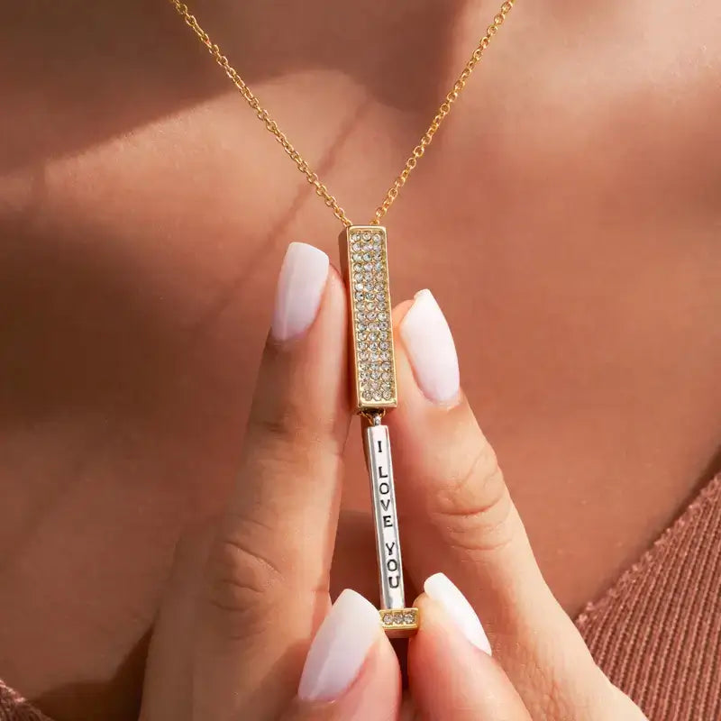 AmaraBloom Luxury Keepsake Necklace | Engraved Cubic Zirconia Pendant for Precious Connections