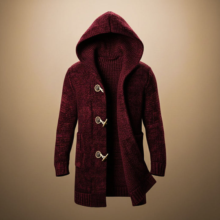 Men's Knitted Hooded Cardigan – Chunky Knit Duffle Cardigan