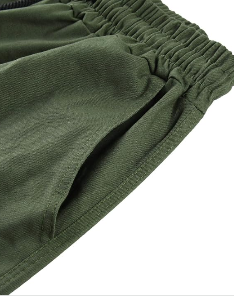 Men's Cargo Trousers with Multiple Pockets and Adjustable Waist