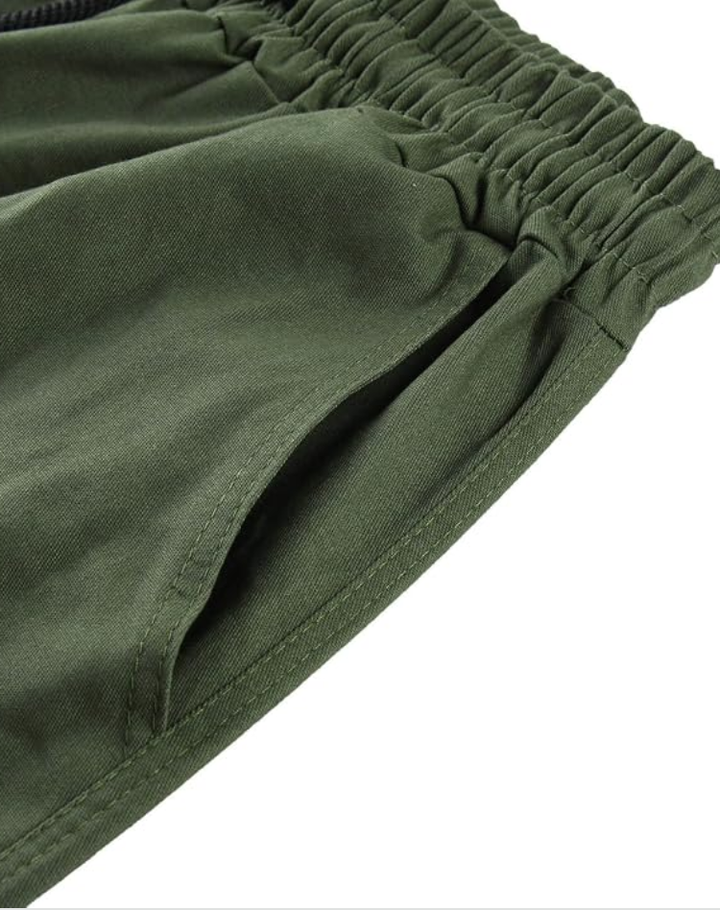 Men's Cargo Trousers with Multiple Pockets and Adjustable Waist