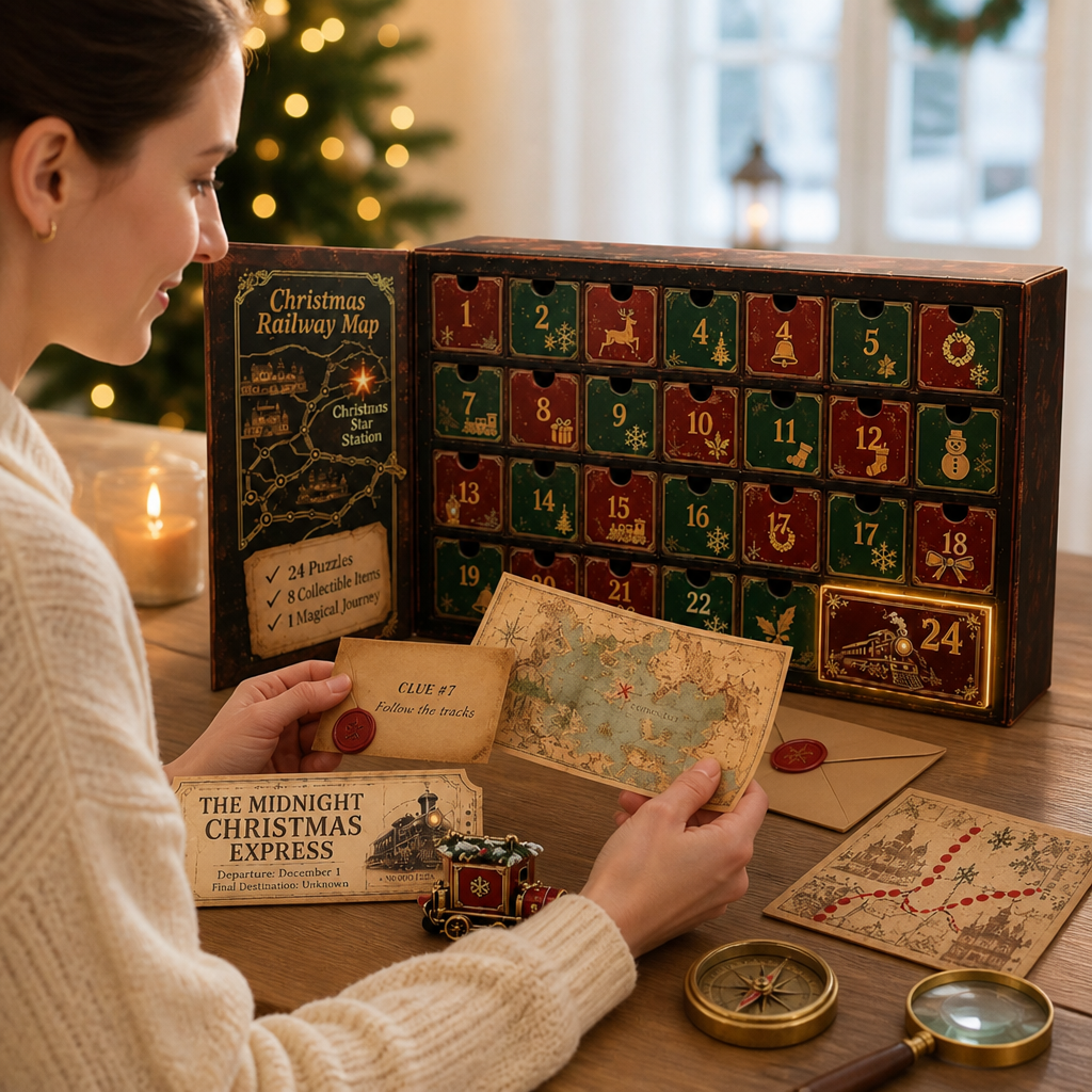 24-Day Escape Room Puzzle Advent Calendar with 6 Mystery Themes