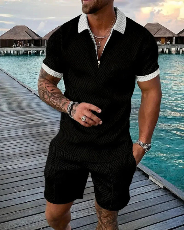 Casual Zipper Collar Summer Tracksuit Outfit