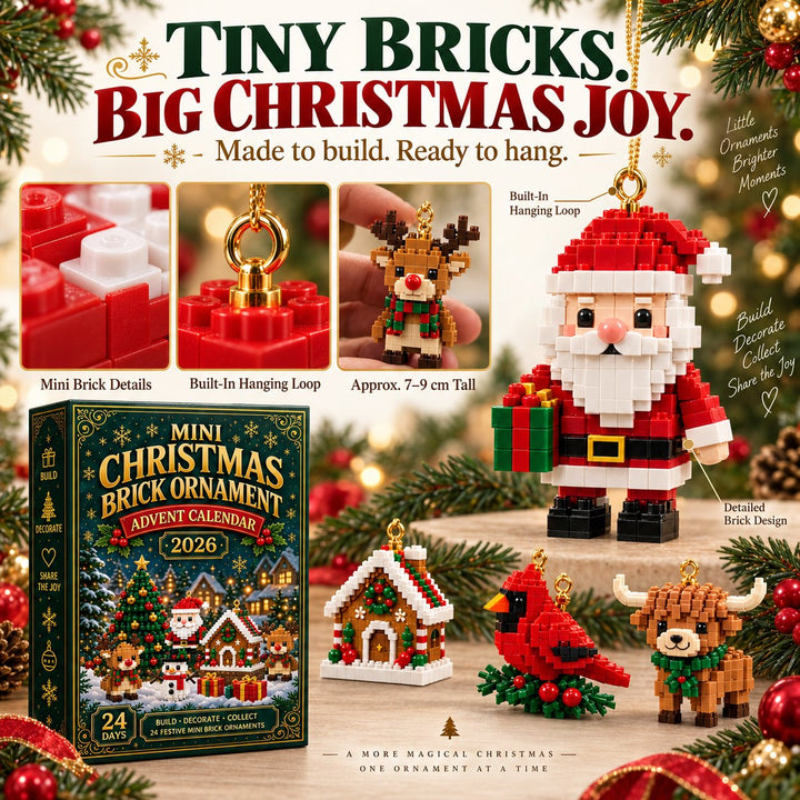 Mini Building Block Advent Calendar with 24 Christmas Kits to Build and Hang