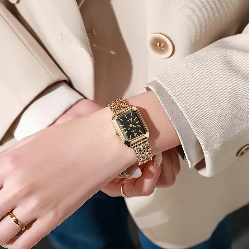 Elegant gold watch with refined links