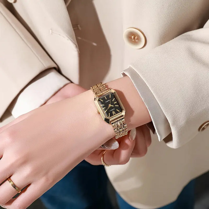 Elegant gold watch with refined links
