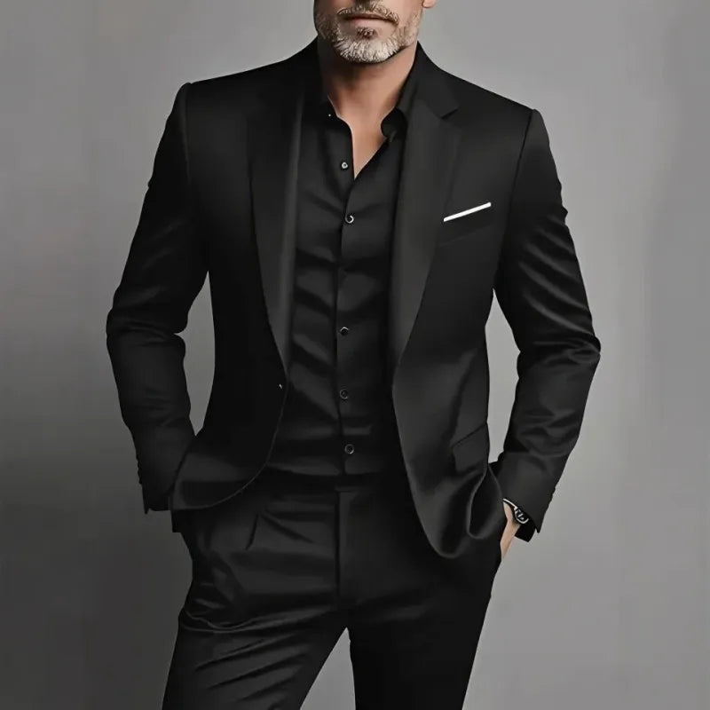 Men's Slim Fit Suit Set - Business-Casual Blazer and Trousers
