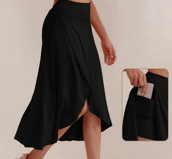Sporty High-Waisted Skirt with Asymmetric Cut - Alexia