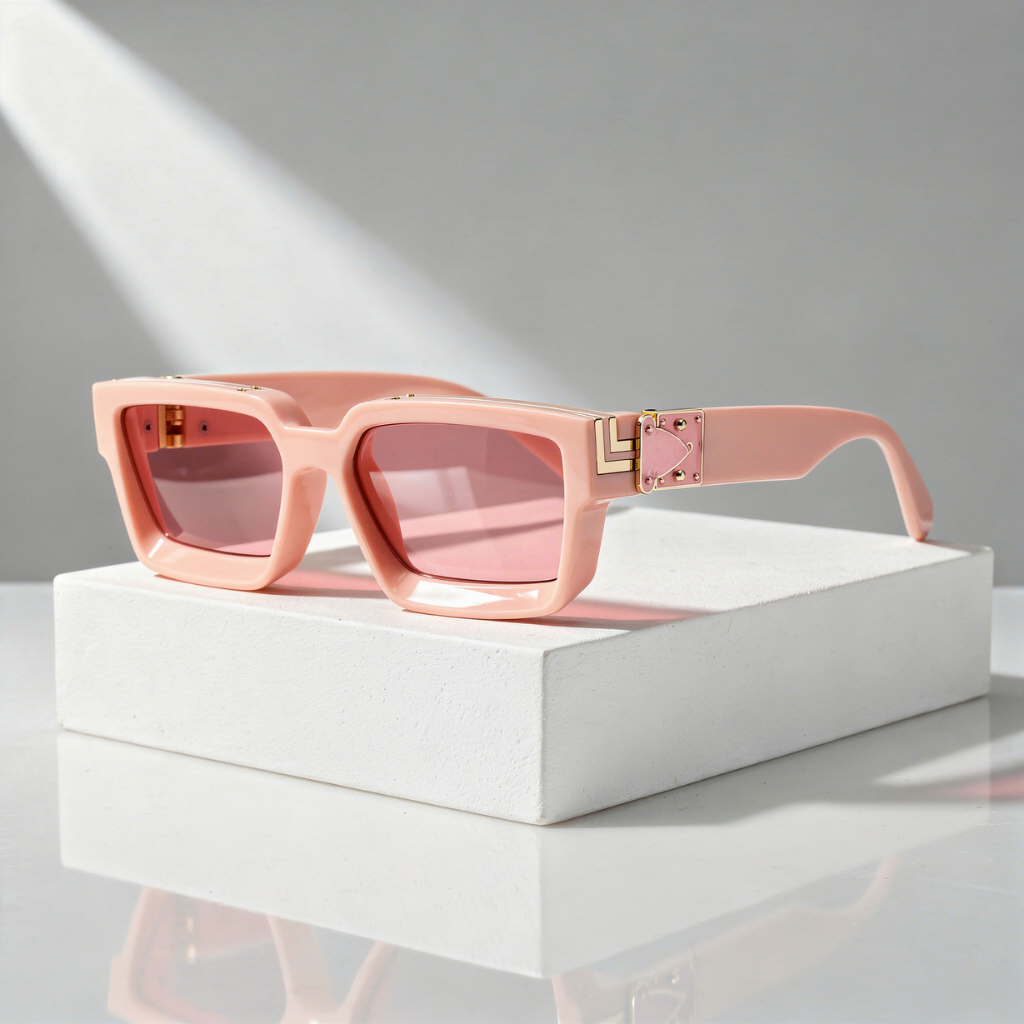Square Sunglasses with Gold-Coloured Hinge and UV400 Protection