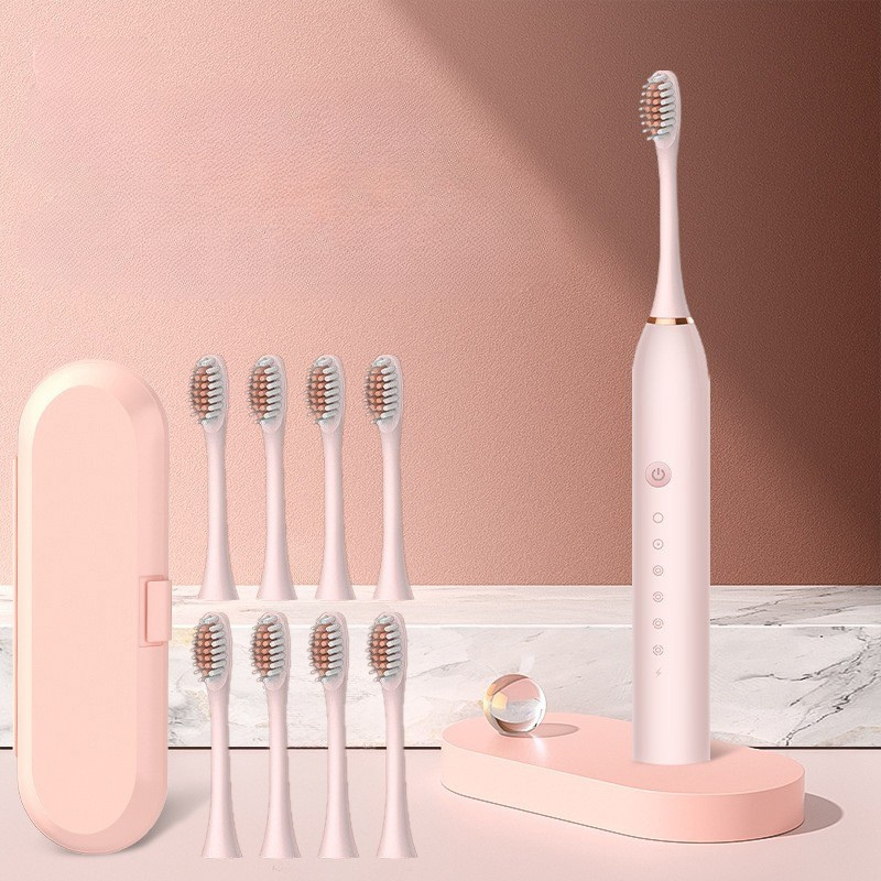 Zahnoa Sonic Toothbrush | Ultrasonic Cleaning | Quiet and Rechargeable | 8 Replacement Heads